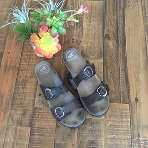 DANSKO Sophie Iridescent Shimmer Buckle Clogs Size 38